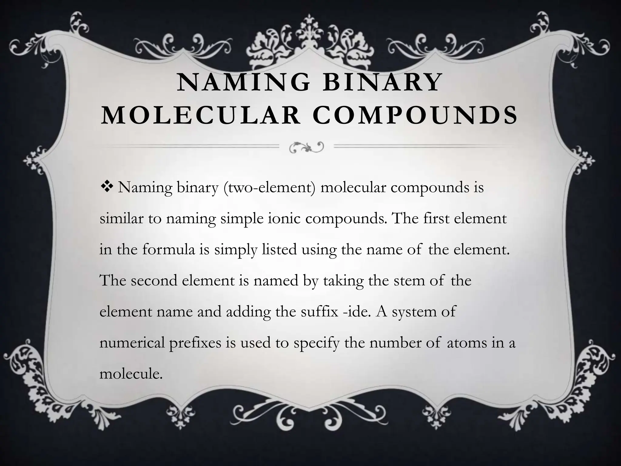 CHEMICAL NAMES AND FORMULAS naming and presentation | PPTX