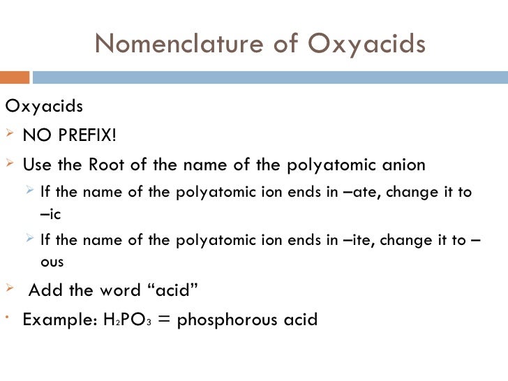n prefix chemical Ionic and Nomenclature Acid