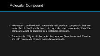 Science Compound Non Example Chemical nomenclature and reactions | PPTX