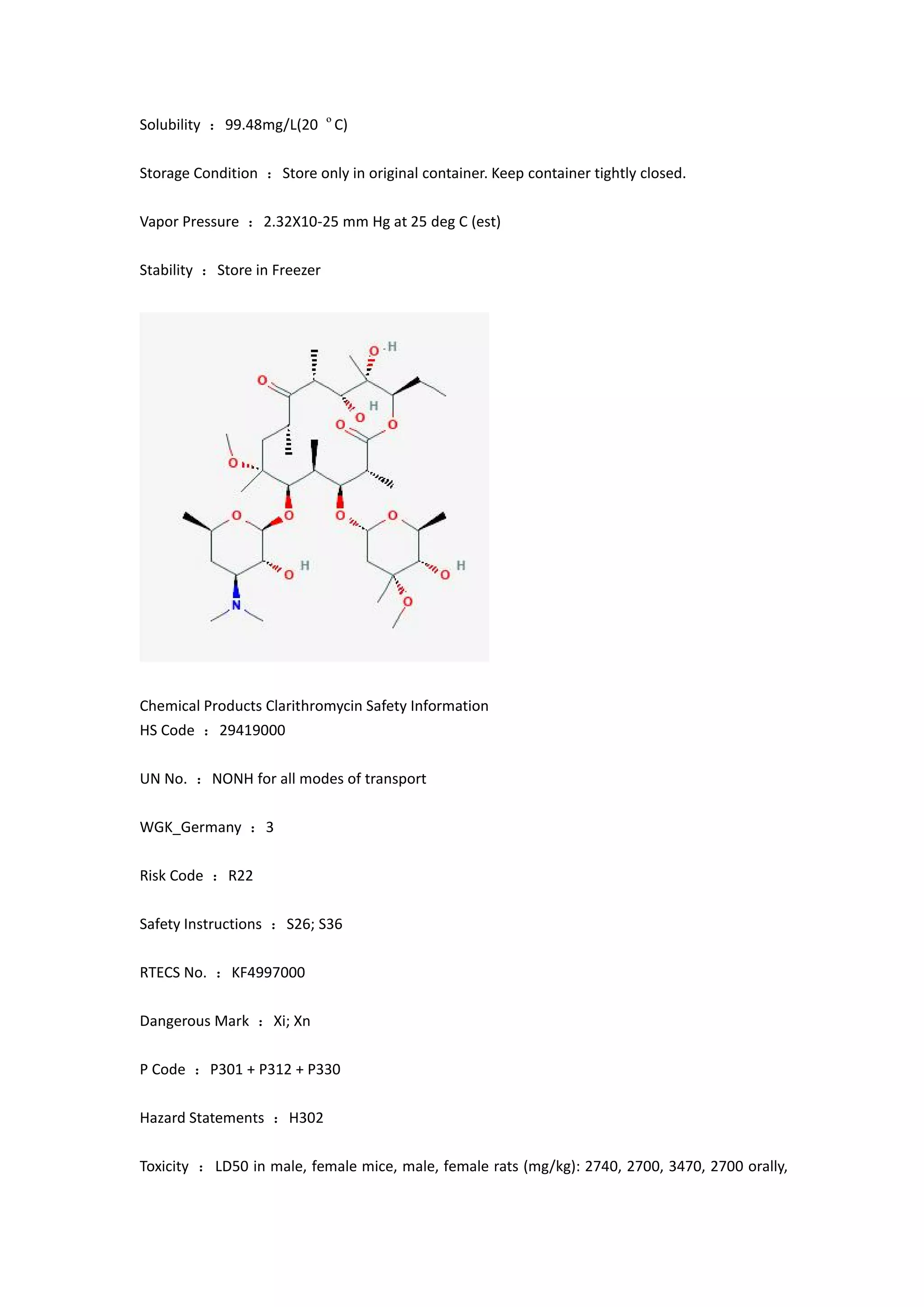 Chemical products clarithromycin description | PDF
