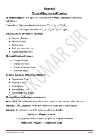 Comprehensive Guide to Chemical Reactions and Equations in Chemistry | PDF