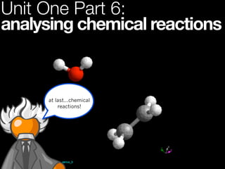 Unit One Part 6:
analysing chemical reactions



      at last...chemical
          reactions!
 