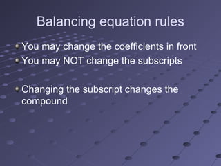 Chemical reactions and balancing equations | PPT