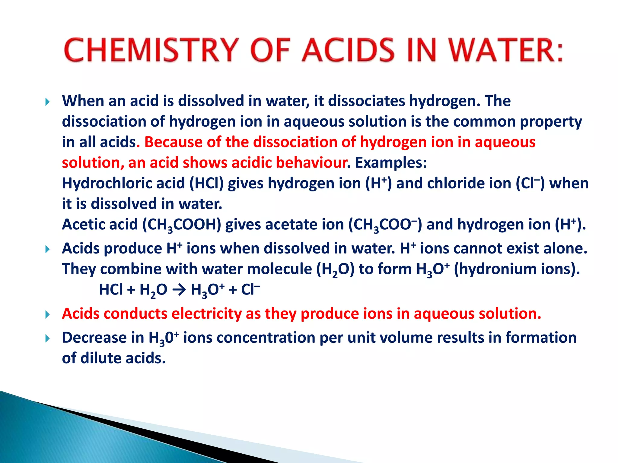 Chemical reactions of acids and bases | PPTX