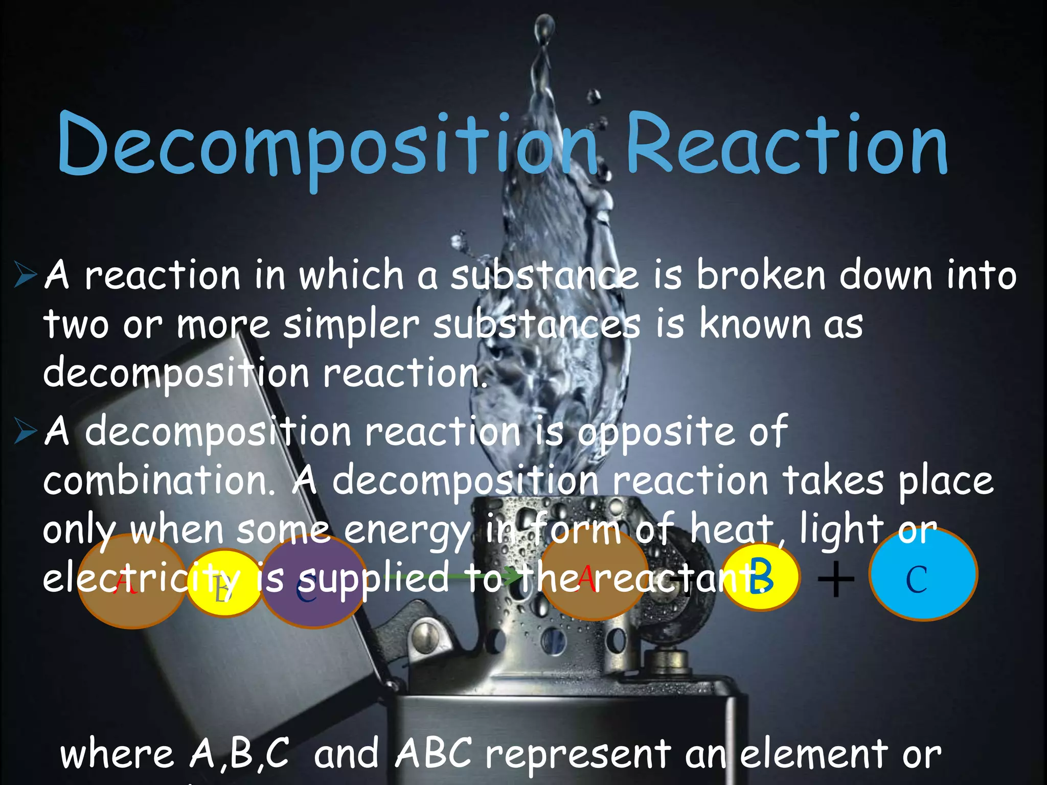 What Must Be Supplied For A Decomposition Reaction To Happen