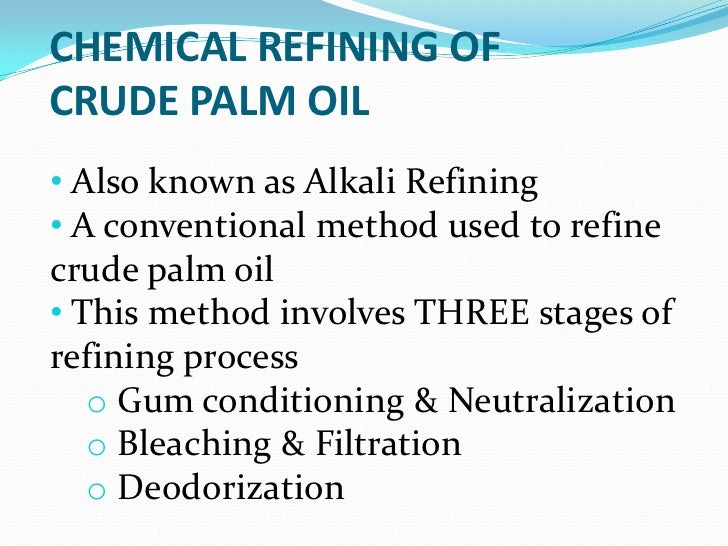 Chemical refining of crude palm oil