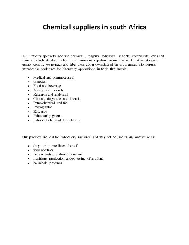 Chemical suppliers in south africa