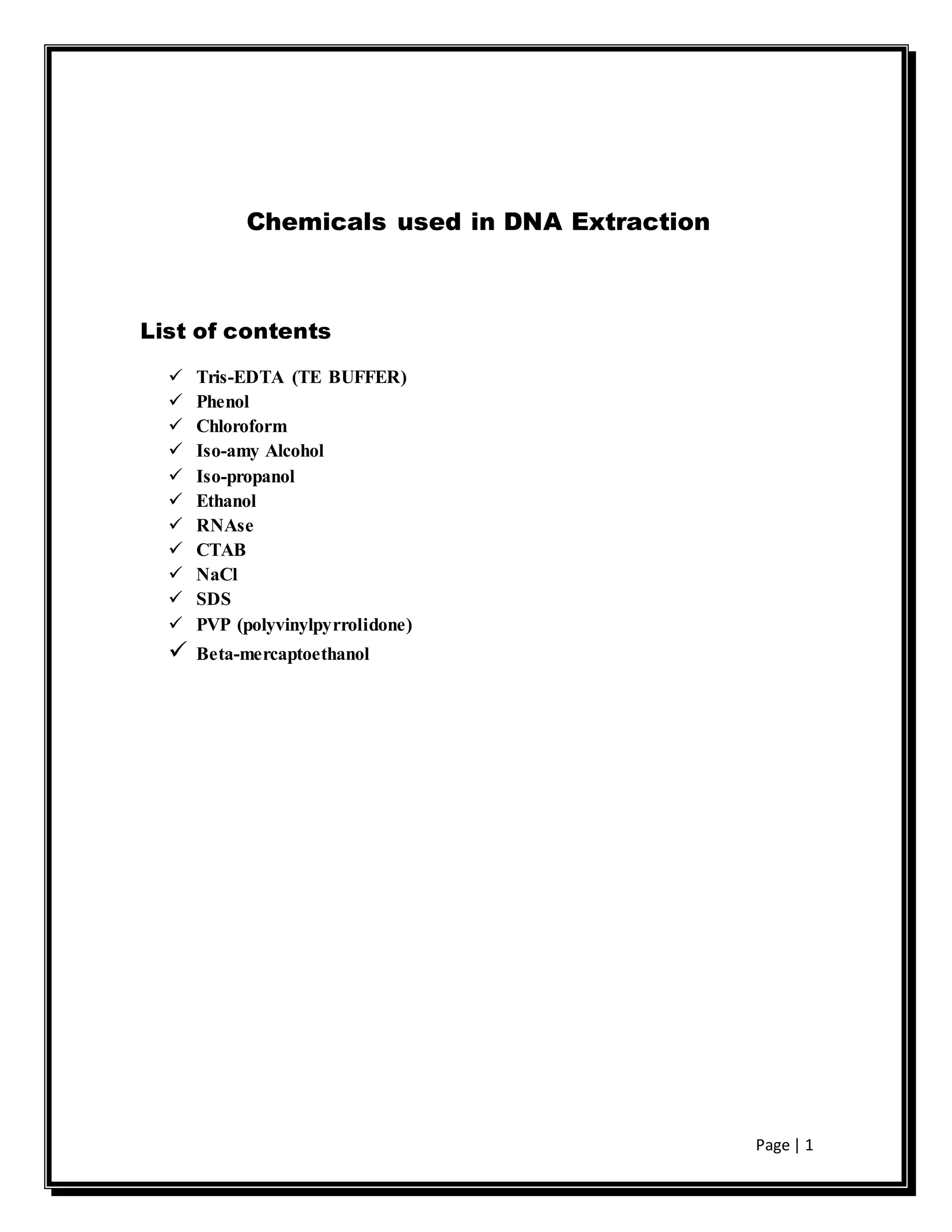 Chemicals used in dna extraction PDF