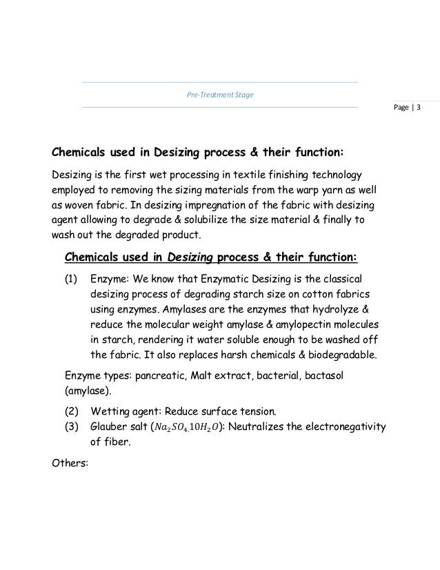 Chemicals used in textile wet processing & their function assignment