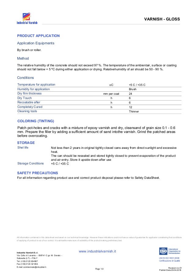 Chemical Varnish Datasheet Template