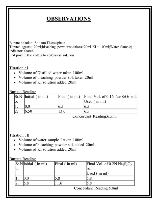 Sterlization of water using bleaching powder