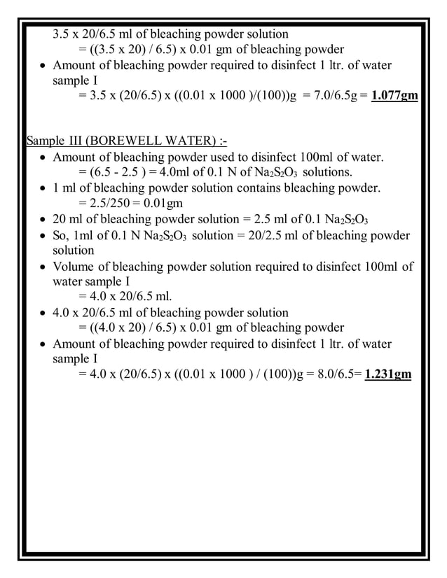 Sterlization of water using bleaching powder