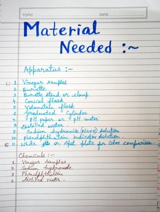 Chemistry Investigatory Project Class 11