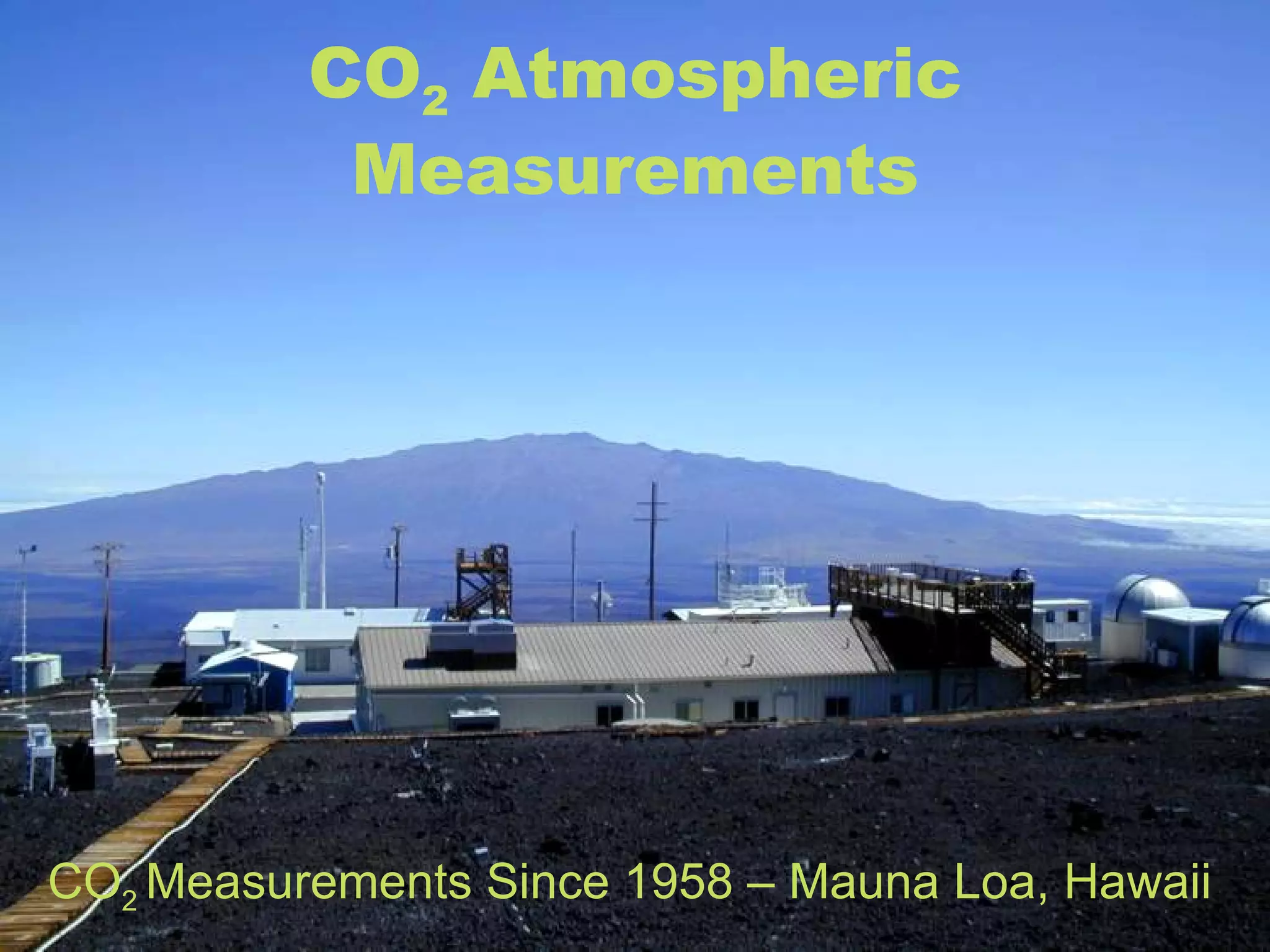 CO2 Atmospheric
           Measurements




CO2 Measurements Since 1958 – Mauna Loa, Hawaii
 