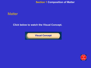 Click below to watch the Visual Concept. Visual Concept Matter Section 1  Composition of Matter 