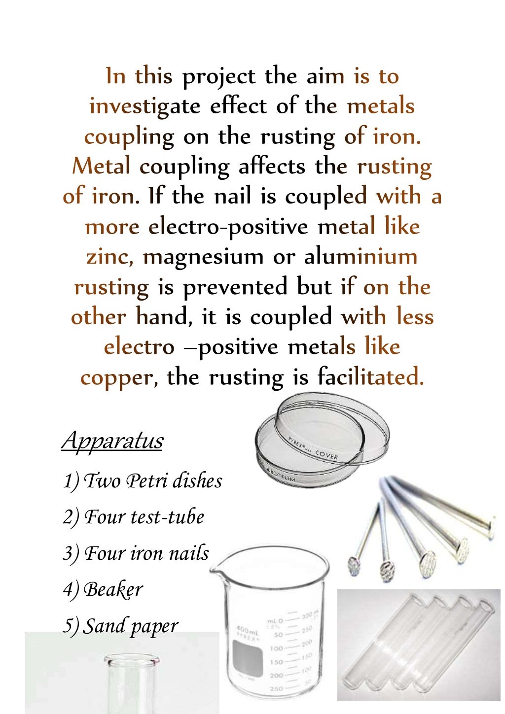 STUDY OF THE EFFECT OF METAL COUPLING ON THE RUSTING OF IRON