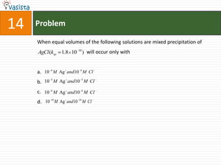 Problem14When equal volumes of the following solutions are mixed precipitation of                                                 will occur only with a.b.c.d.