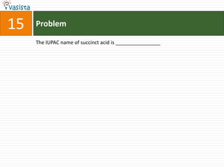 Problem15The IUPAC name of succinct acid is ________________