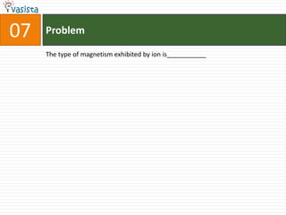 Problem07The type of magnetism exhibited by ion is___________ 