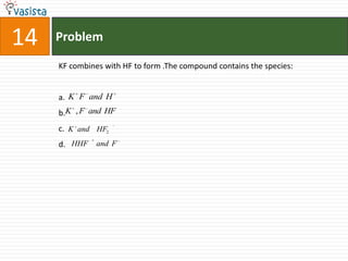 Problem14KF combines with HF to form .The compound contains the species:a.b.c.d.