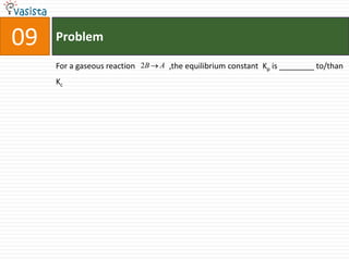 Problem09For a gaseous reaction                 ,the equilibrium constant  Kp is ________ to/thanKc