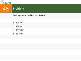 Problem45Azeotropic mixture of HC1 and H20 has36% HC1	48% HC120.2%HC122.2%HC1