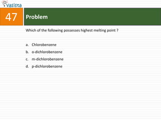 47   Problem

     Which of the following possesses highest melting point ?


     a. Chlorobenzene
     b. o-dichlorobenzene
     c. m-dichlorobenzene
     d. p-dichlorobenzene
 