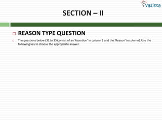 Problem31The pressure of a fixed amount Frequency of collisions and their  of an ideal gas is proportional impact both increase in proportion to  to the square root of temperature its temperature.If both assertion and reason are CORRECT, and reason is the CORRECT explanation of the assertion.If both assertion and reason are CORRECT, but reason is NOT the CORRECT explanation of the assertion.If assertion is CORRECT, but reason is INCORRECT.If assertion is INCORRECT, but reason is CORRECT.
