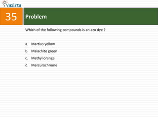 35   Problem

     Which of the following compounds is an azo dye ?


     a. Martius yellow
     b. Malachite green
     c. Methyl orange
     d. Mercurochrome
 