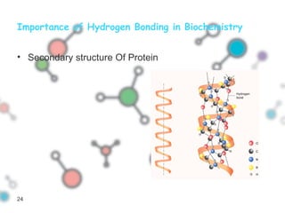 Importance of Hydrogen Bonding in Biochemistry
• Secondary structure Of Protein
24
 