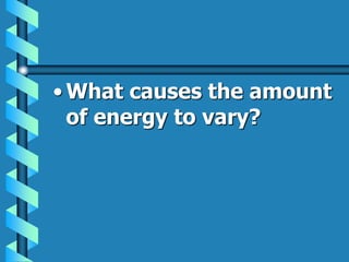 • What causes the amount
of energy to vary?
 