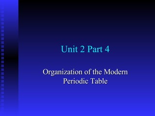 Unit 2 Part 4 Organization of the Modern Periodic Table 