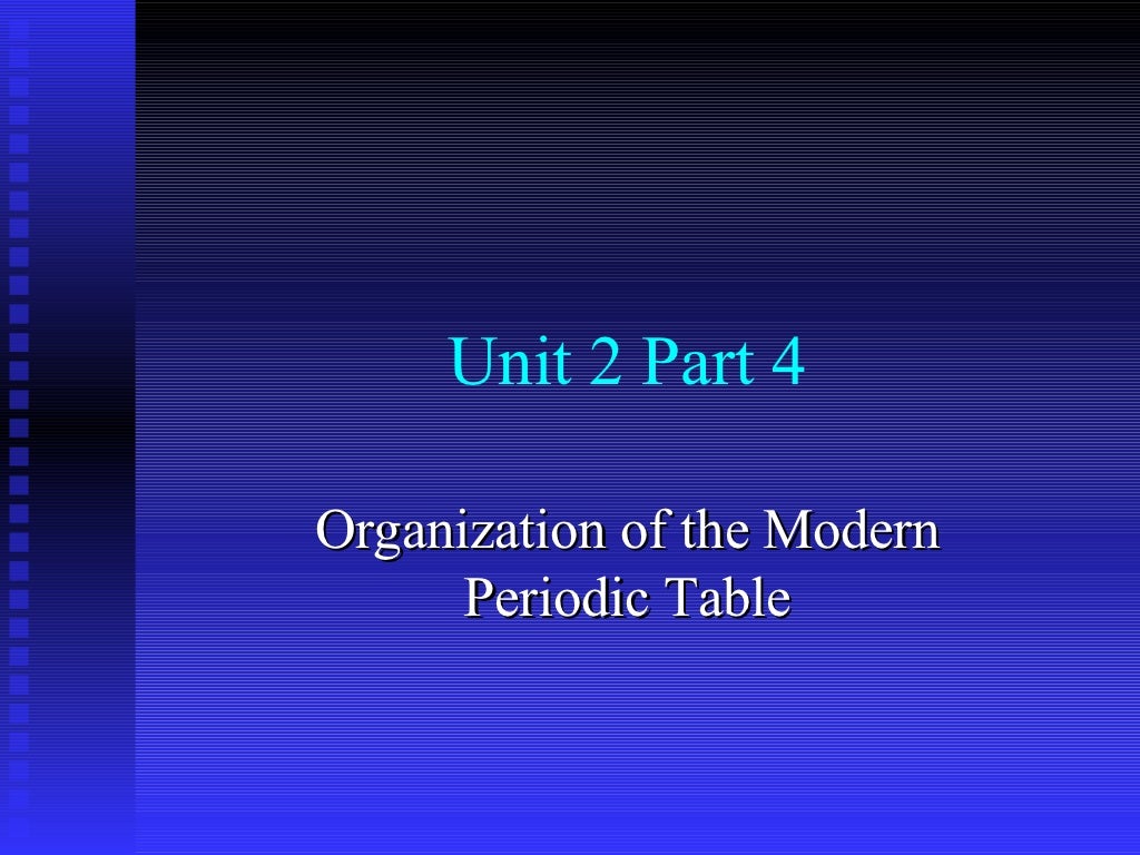 Chemistry Unit 2 Part 5 - The Representative Elements