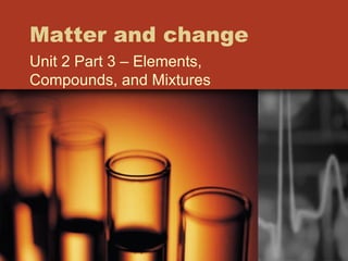 Matter and change Unit 2 Part 3 – Elements, Compounds, and Mixtures 