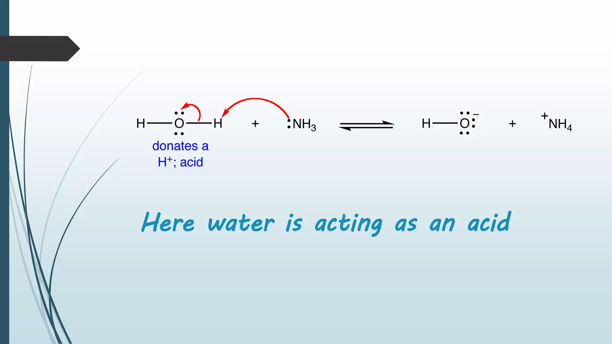 Here water is acting as an acid
 