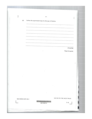 CAPE Chemistry Unit 2 Paper 2 2015 | PDF