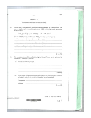 CAPE Chemistry Unit 2 Paper 2 2015 | PDF