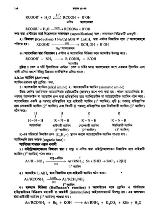 '51JIC11IM41I
H
I
H-N-H
H R R
I I
R-N-H R-N-H R-N-R
~ ~ C)IC*I~ ~ Ul'SlfJt411~ ~
(Io~) (2o~) (Jo~)
R-l!l"'A' 91Rl;qc6 fif911-if ~91 (C6Hs-) ~9M~ 51JIC3i!Cilffl4 ~ :1flSm ~I
......GIJ"'""lfil'""'91-ofir ~ ~ (organic base) 1
eotfltc-.11 ~ ttP ~
) 1 .,~c1;1eo111c•c-.11 ~ifltct ~ a ~ -e l!lm ~ iil-c'falG1Jlift4i'i Rletl~!S ~ ~1-111a)
~(lo~)~~I
~+~ 'Ar/R-N02 ---- Ar/RNH2; Sn+2HCl~SnC12+2[H]
[HJ
10~
~ I GIJlllll:S LiAIH4 ~ PtetlRl!S l{ti ttll:atlll ~ ~ ~ I
Ar IRCONH 2
LiAIH. > Ar IRCH NH ·
[HJ 2 2
10~
" I f(•iOI., ~· (Hoffmann's reaction) I tflJllll...CS'A ~ ~ '6 9fl;1P11lat
l{!Qitll:CS'A RIWRll ~ ~ tt1•iif~ (intermediate) catll:c:>ti'11411Ci'tB ~i'f!f ~ I l!l'f efi'tl1191
~ «tl-illll ~ (1 ° ~) 9ft'6'1t lJtll 1
Ar/RCONH2 + Br2 + KOH -----+ Ar/RNH2 + K2C03 + KBr "!"- H20
~.~.)o ~ (Amines)
~4!f~~~I~,
) I "'31'141~ ~(alkyl amine) ~ 1 51JIC'Altii$4 ~(aromatic amine)
hll ~ 51Jlfil91C4 Gl]IC11IM41l'A Ct:5RIC'5$'5 (~) ~91. ~'1J ~ ~ I <mf'f 51]1Ci!IM4Jl'A H-
9R1111'1 'dt]l'l+l-'1 ~ Gl]l'Al-'1 ~91 ~ ~~ ~ GIJ1filcqffl4 ~ 51JICJilCiim4 ~ ~ ~ I
GIJIC11IM411'A l!l"4flt H-~'1 ~i'f! ~"ii-ilia) ~ (1° ~); ~ H ~'1 ~i'f!
~ C'1C4ela) ~ (2° ~) l!Jqt ~ H ~'1 ~i'f! ~ Ul'APt4Jla) ~ (3° ~)
~~I
RCOOR' + H 0 NaOH ) RCOONa + R10H2
"am~ l!l~ q RC~'1C4 "114'1.,ll., (saponification) ~ 1 '11<q!iilM Rlffi18411m l!l~ 1
~ I ~iflt'1 (Reduction) I Na/C2H50H ~ LiAlH4 ~ ~~ RletlRl!S ~ I0
Sllli1C4IW1
~~I RCOOR1 [Hl RCH20H + R10H
Na/ '51Jl'1C411(1'1
" I "501Ciil~ll • ~ClllM I l!l~ '6 GIJICaJlM~I ~ ~ 'dtlliil-5 ~9fjf ~ 1
RCOOR1 + NH3 ~ R CONH2 + R10H
GIJlllll&
~ I CPJ '6 Dfcf fti:>flRiC91'A l!l~ I CPf '6 ~ llttfl 51JlifC41~i1 ~tllf l!l~ ~ l!lqt
~ l!lm ~t-t ~ ~ 41;{'"'fi14 l!lm ~ ,
RCOOR1 + H20 H_ RCOOH + R10H
~~ '51)1'1""511('1
))8
 