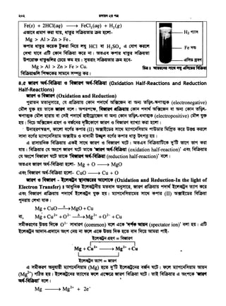 l:c11cq-. ~ = .m,ct
~ J'1~4<si'1 Gii<llfl ~•1Ci1PtJJlii (Mg) ~ ij_'$ -.cdl;q{f;Ci1'SI ·~ ~ I ~ ~•1Ci1Pt4llll ~
(Mg2l • ~ 1 '(cdl~ti1'SI ~ l1twf ~~ -emtct ~ ~ 1 ~ Piffila{ll<si ~ "f'.--tc4 'tttPt
~~~faHll' ~ I '
Mg Mg2+ + 2e-
I I
Mg+ Cu2+ -- Mg2+ +Cu
I I
Mg+ CuO~MgO +Cu
~' Mg+Cu2+ +02- ~Mg2+ +02- +Cu
J'1~4'SIC't'SI ~ ~ 02- '1Jt~ct (common) CfCllf ~"4 ~ Qif (spectator ion)' ~ ~ 1 ~fU
...Ci'l~ii ~~~"amt c-m 9{t ~ ~'C4 ~ ~ ~ ~ ~ ~ ~-
l:cdlcqii ~ct =~ct
8.<t ~ ~-~fiiHll 'El ~itlt'1 ~-~ (Oxidation Half-Reactions and Reduction
Half-Reactions)
1lfttct -e Riflt'1 (Oxidation and Reduction)
~ ii'!Sl~IC'A, ~ ~Ma{ll4l ~ ~ Gi~cetii ~ 5liU •-~~ (electronegative)
~ ~ ~ ~ 1lfttct (ftl'f I "f~9fC'if'' Rttlt'1 ~faHll ~ ~ Gifi!Cetii ~ 5liU ~ ·-
~~ ~ ~ ~ ~ ~ ~i-.(liileetii ~ 5liU ~ •-~ (electropositive) ~ ~
~ I ~ GifitCetii ~ct '5 ~ 'tf"i'41C'f 1IITTtct '5 ~~<Rf~ I
· ~'11('A'1-.ifi9f, ~ ~ .. 9ITTJ (II) Gii!tl...CS'Si ~ ~•1Ci1Pt4llii ~ ~ ~ ~ CRtiT
~ CfCcRr ~•1Ci1Pt{llil Gii!tl 5 '5 ~ ~ CfCcRr ..9ITTJ ~ ~~ ~ I
~ 'SilJ114lM4 MMa4ll4l ~ ~ ~ct '5 ~ ~ I ~~Cf PifZaa4llfUC4 ii.~ ~'1 '1$'1 <Rt
~ 1 Pi~HI ell ~'C-t ~ct ~· ~ ~ ~-~ (oxidation half-reaction)' ~Cf'. Pifa,.JJl'Si
ell ~'c-t ~ ~ ~ ·~iflt'1 '5{(-~ (reduction half-reaction)' ~ 1
~~Cf 1IITTtct ~-~ ~- Mg + 0 ~ MgO
~~~~-~~- CuO ~Cu+ 0
1lt1PI' 'El ~iflt'1 - ~ ..~., '(l.,IWCH '411C'llC• (Oxidation and Reduction-In the light of
Electron Transfer) I~~ -.Ci1~~4l ~ Gi'J:J1IC'Si, ~ ~Ma4ll4l ~ -.Ci'l~ii "!Sll't ~
~~ ~ ~fa,.4ll4l ~ -.Cil~ii ~ ~ I ~•1Ci1Pt4l1Cil'Si ~ .. 'PfRf (II) Gii!tl...CS'Si ~
~~llt<iSI
Fe~
Fe(s) + 2HCl(aq) ~ FeCl2(aq) + H2(g) -
~~· (lf1ltct ~ llt'V, ~ J'fQ.JNSl'SI ~ ~-
Mg > Al > Zn > Fe.
-.9ftf ~ ~ ~ f.it1f ~ HCl ~ H2S04 ~ 00'1 ~
~ llttcf ~ ~ ~ ~ itt I ~~Cf .. 9ftf ~ J'fWR'!SI
~~· ~fiRr rnll <l51l ~ I ~'. l'ffliR'!Sl'SI ~ ~-
Mg > Al > Zn > Fe > Cu.
MfJRteflf fatt'if't?H ~ ~ <R" 1
 