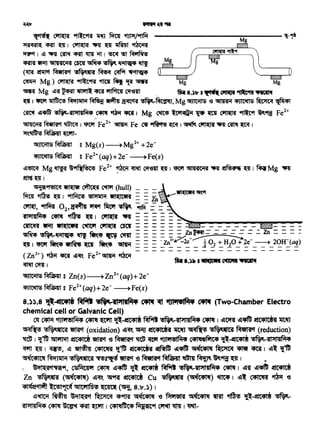 --------------------(Zn2+) ~ ~ ~Cft. Fe2+~ ~
~0011
'54llti115 ~ g Zn(s)~Zn2+(aq)+2e-
~~ g Fe2+(aq)+2e- ~Fe(s)
8.)).8 ~~ ~ ~tlJJtll~ ~ ~ '111'1•1~• ~ (Two-Chamber Electro
chemical cell or Galvanic Cell)
ell ~ 151JlilSIM4 ~ ~ ~~ ~ .iil>ilfiM4 ~ I ~~ ~~ i!IC41CBt 'Jft~
~ ·~ ~ (oxidation) ~~ ~ i!IC41CBii ~ ~ ·~ ~ (reduction)
lftG I 1'1t ~ ~ ~ '(3 ~ ~ ~ 'tJl'lSIM• ~fift;qs ~~ ·-<sil"ll41M4
~ ~I ~' ~ ~ C4Tm i!'1t '2iC4ICB<si ~ ~..tt ~ ~ ~ ~I ~~ l!~
~ M'iJillii ·~ ~g~ ~ '<3~~~~~9f!f1(lf I ..
I ~'il~<si'l'ijiti9f, C5MC41'1 C4A ~~ ~ ~ ~ ·-'Al"ll4'M4 ~ I ~if ~'41't ~
Zn • ..nf (~Witt) ~~ 1"5f9fif ~ Cu .fi(~C41tt) ~ I ~~ C4Tm ~ '6
<15tlf(if~ ~~ G4IC'llf6!S ~ ("'fii, 8.lT.)) I
~~ ~ ~'il~cs:tct ~ <J9ffil ~ ie Pt'l'!Sl<a ~ ~ • ~~ •-
11IJ'!l4JM4 ~ ~ ~ ~ 1 c•l~ftc;qs ~'Pf ~ ltt111 ~-
~ ~ 9fi(t~ 1f~ ~ '11Pf/9flf4 Mg "-i*
~~~I ~"'1Ji1J~~~ ~
ifPt I ~ "'IJi1J Cft'f <'Rt ~ ~ I ~ ~ ~ fj i!g 9ffl.f ~
~ "9fiU '411Htiiil cm1 ~. ~ 'fl'f ~ _ _
(~ ~ ~ '1Kp"'41'51 ~ ~ .. ~ (__...) '"""""'--___., ~---,..,()
~Mg)~~9Rf~~~~ ~ ~
~Mg l!l~~~<rnl~~lll _ fM&.)lrl~'911$~~
'U 1 ·~ ~ MiifJ14li1 ~~~·~'Mg '61JICiil5 '<3 ~ ~ ~ ~
~ ~~ ·-'51IJ114'M• '.,~ ~ CRi I Mg ~ lt61~i1 ~- m ~ ~'Pf ~<Pffi Fe2+
~~~ 1 ~ Fe2+ ~Fe~~~ 1 ~~1'R Cft'f~ 1
~t.~~~-
'61JIC~l5 ~ g Mg(s)~Mg2+ +2e-
~~ g Fe2+(aq)+2e- ~Fe(s)
~~ Mg~ ii9t~Nst6 Fe2+ ~ ~ Qfell't ~I~ '61IHCi1'51 ~~~I mMg 'llli1l
~~~I
~~~~~(hull) _
~~~I~~ lfl,ICWRI ==in
~'~ 02,~~~· ~-==-111'1141~. ~ '1fR ~ I ~ 1IFll = == = =_ ~,,,,..__.._.._.... __........,,,,,,.....__....Cltt'R 'lfiU lflf(ICWRI cetTt'f ~ cmJ = = = = = =- - - - - - - - - - - - -
~~ ·-~ q fltt-. °'lt'f C5t11T = = = = == ~!'ffT= z: = .: .: = .; Zn = = = :~ 1 1'twr ~ .. ~ m ~ .. ~ :: :: :: ~z~~_: ~~e--~_2(2H=_(a![)
 
