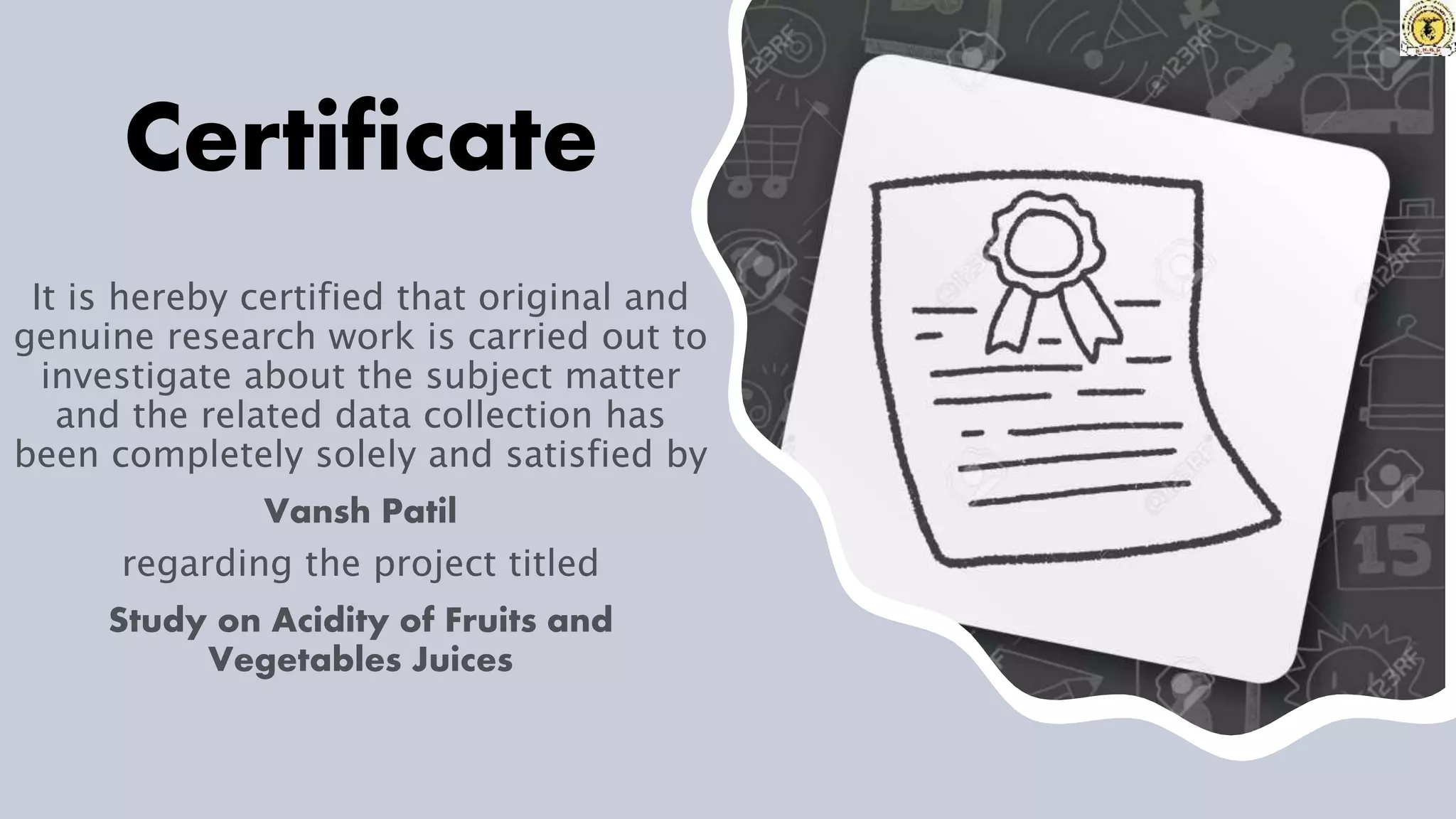 Study on Acidity of Fruits and Vegetables Juices PPT