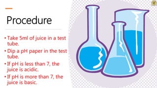 Acidulating Study on Acidity of Fruits and Vegetables Juices | PPTX