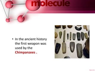 • In the ancient history
the first weapon was
used by the
Chimpanzees .
 