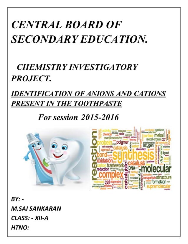 identification of cations and anions present in toothpaste PDF