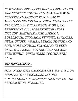 Unique Toothpaste Composition identification of cations and anions present in toothpaste | DOCX
