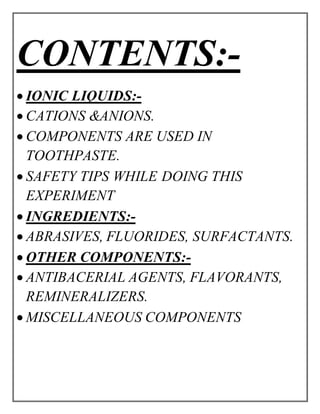 identification of cations and anions present in toothpaste | DOCX
