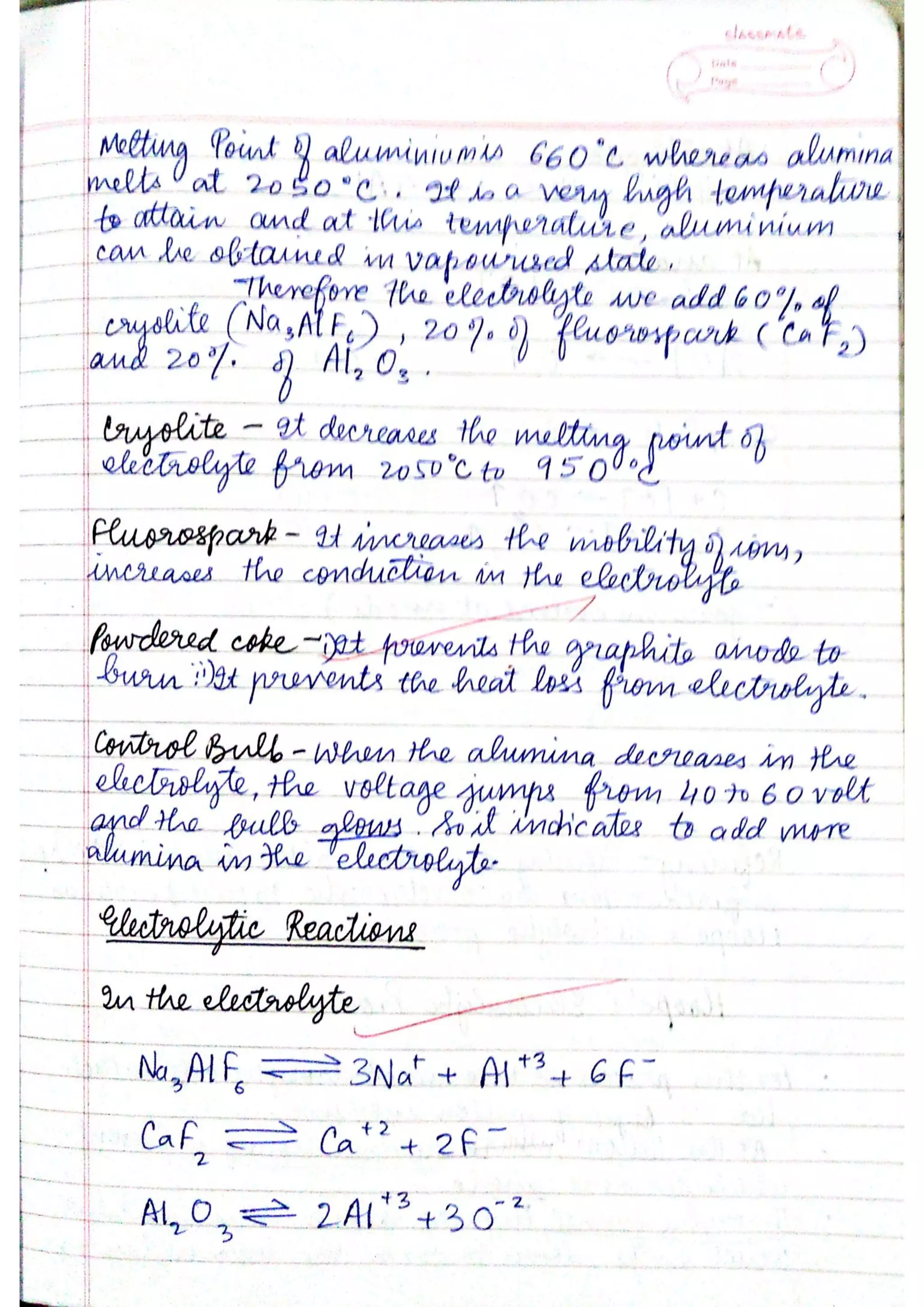 ICSE Chemistry Class X Handwritten Notes