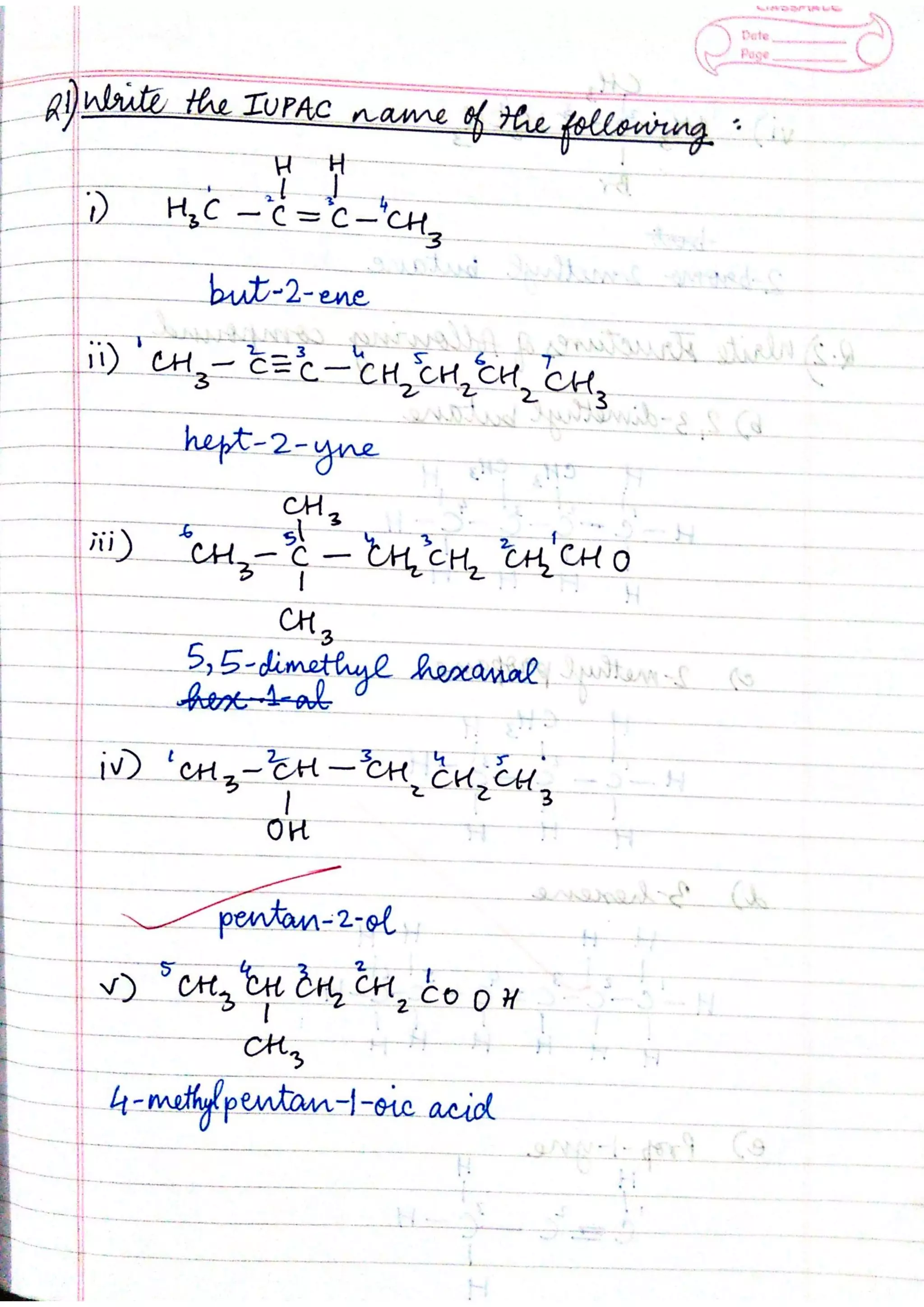 ICSE Chemistry Class X Handwritten Notes