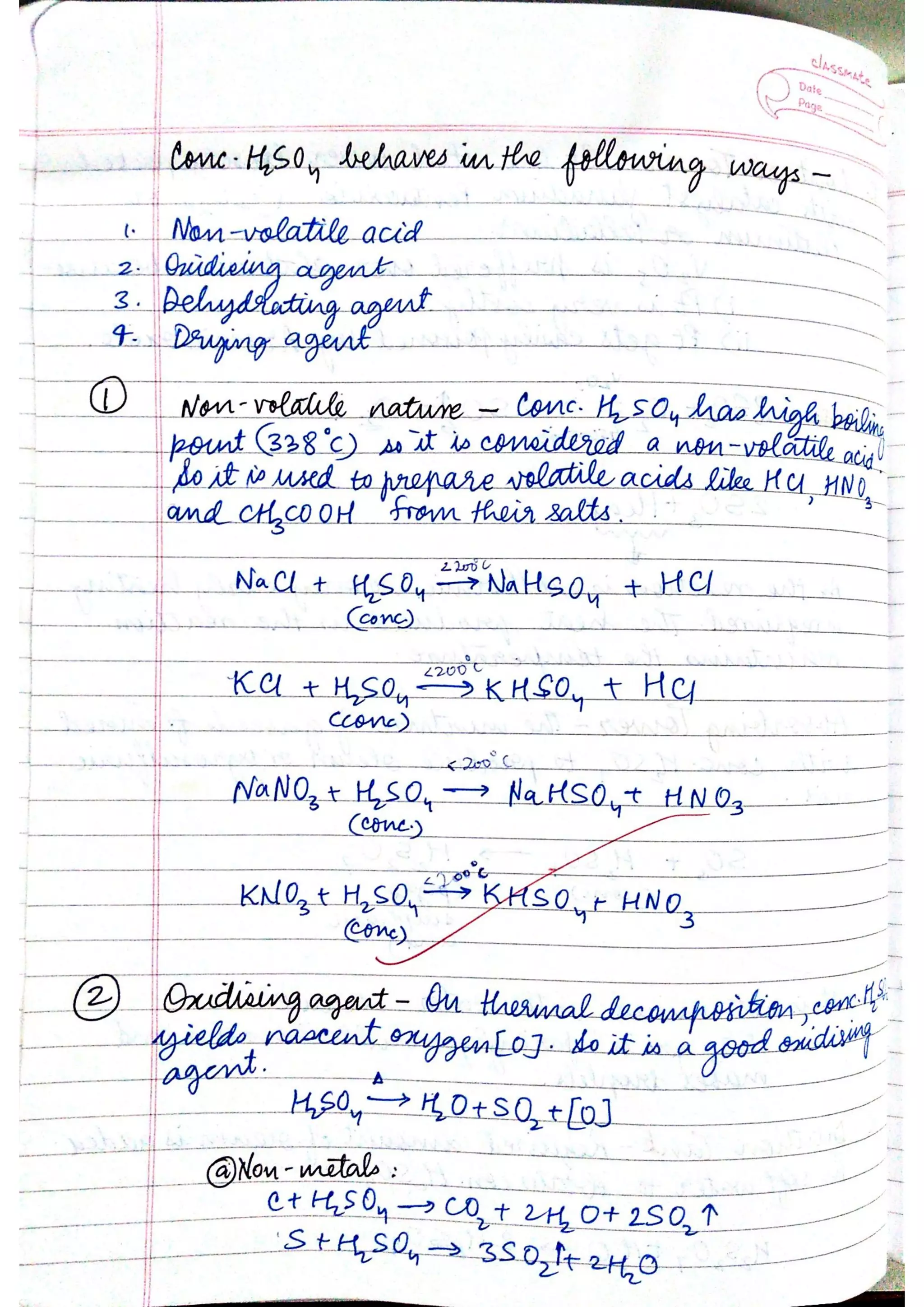ICSE Chemistry Class X Handwritten Notes