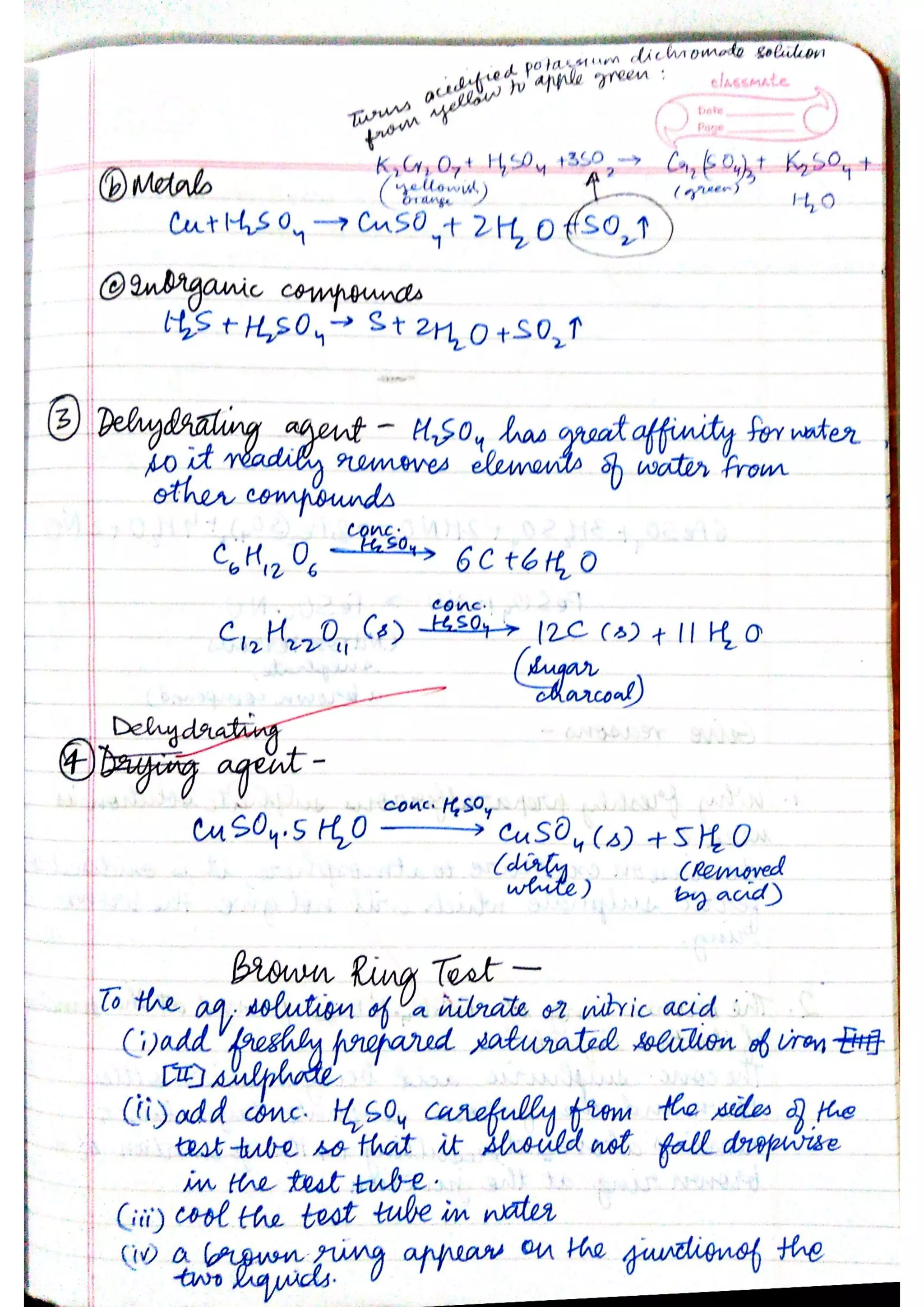 ICSE Chemistry Class X Handwritten Notes
